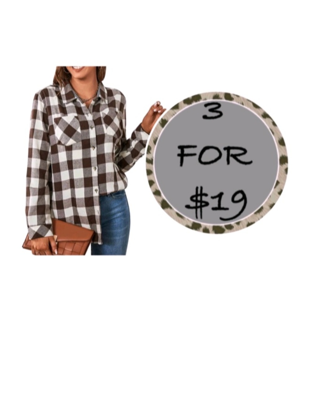 3/$19 NWT Ambiance Apparel buffalo plaid button down checkered blouse